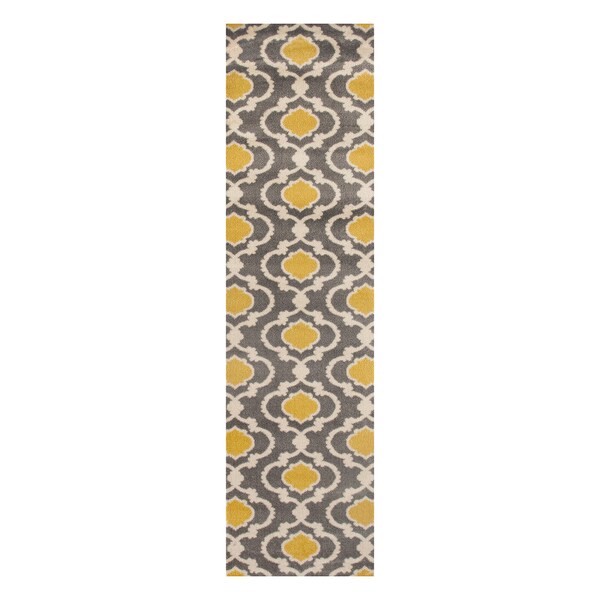 Moroccan Trellis Contemporary Gray/Yellow Runner Rug 2' X 7'2''